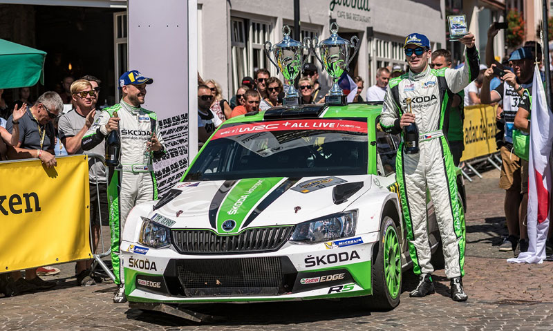 Экипаж заводской команды Skoda Ян Копецки и Павел Дреслер одерживает победу на ралли в Германии (2018)