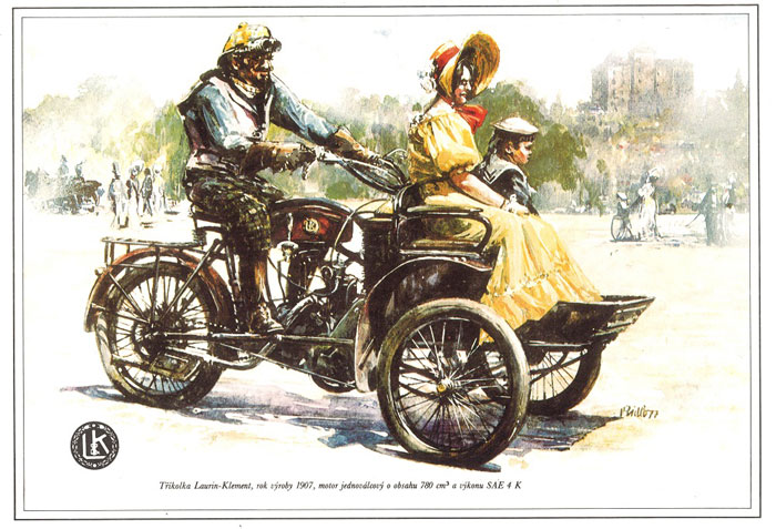 Трицикл Laurin & Klement (1905-1911) / история Skoda (рисунок Владимира Бидло)